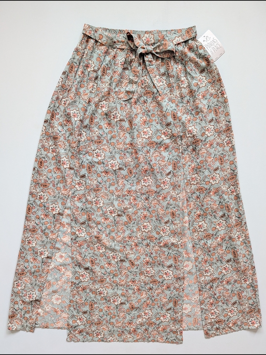 Patrons of Peace Dresses & Skirts - NWT Patrons of Peace Sage Peach Floral Double Slit Tie Waist Maxi Skirt Medium